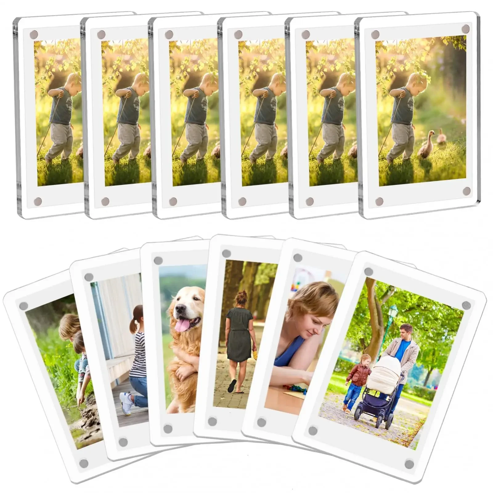 Acrylic magnetic photo frame, refrigerator mini photo frame, magnet double-sided, wallet size, suitable for Polaroid film