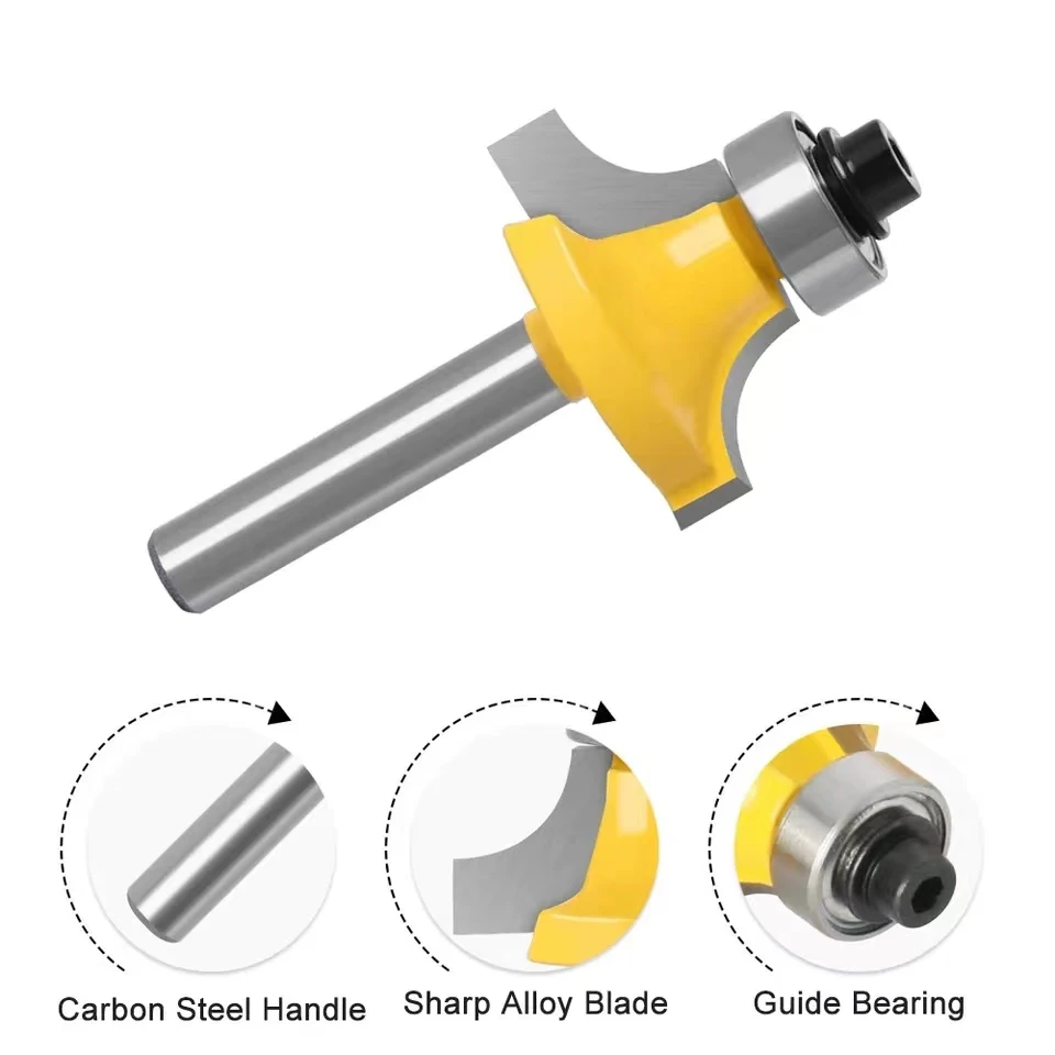 12/12.7mm codolo angolo arrotondamento sopra la punta del Router con cuscinetto fresa per legno carburo di tungsteno per strumento per la