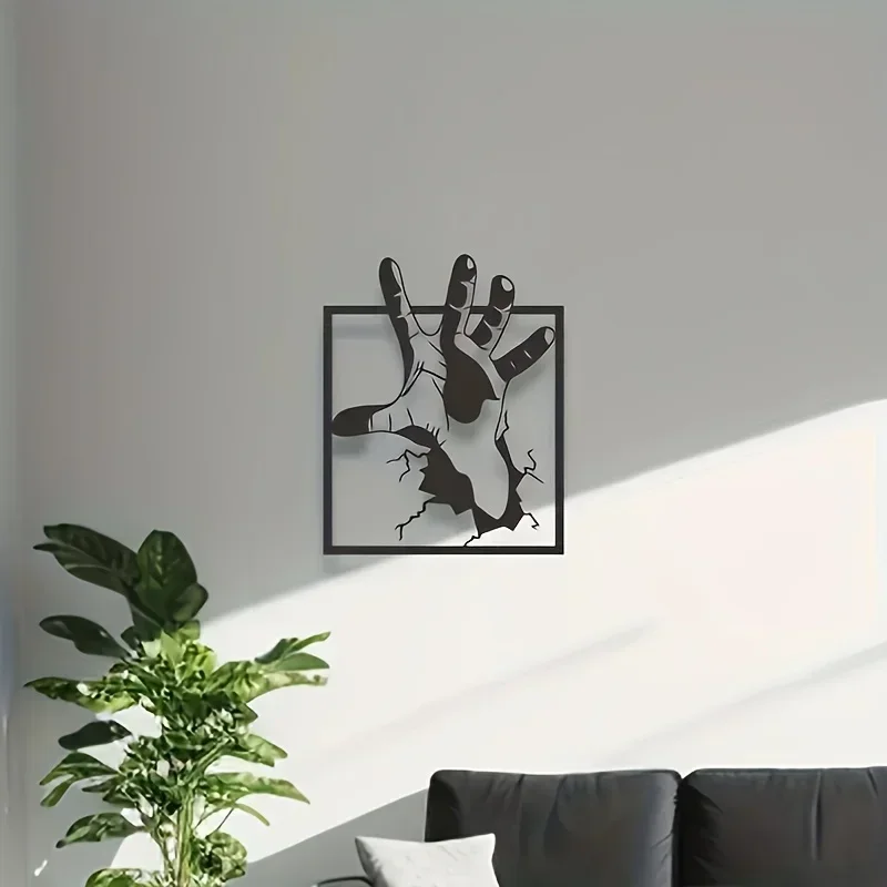 Metal Hand Wall Art, Rustic Wall-Mounted Sculpture, Festive Christmas Decor,Living Room Garden, The Ideal Choice for Families