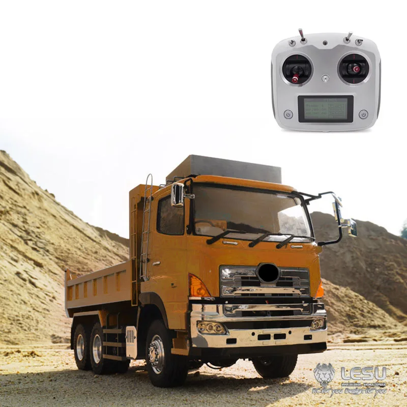 

1/14 Scale Lesu 6X6 RC Hydraulic Dumper Truck With Radio System Motor ESC Painting Orange Light Sound for Boys Thzh0331