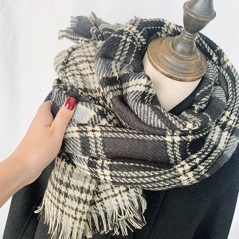 Frauen Schal Plaid gestreift gestrickt weich halten warm 2024 verdicken Neuankömmling Winters chals für Damen Damen Damen r154