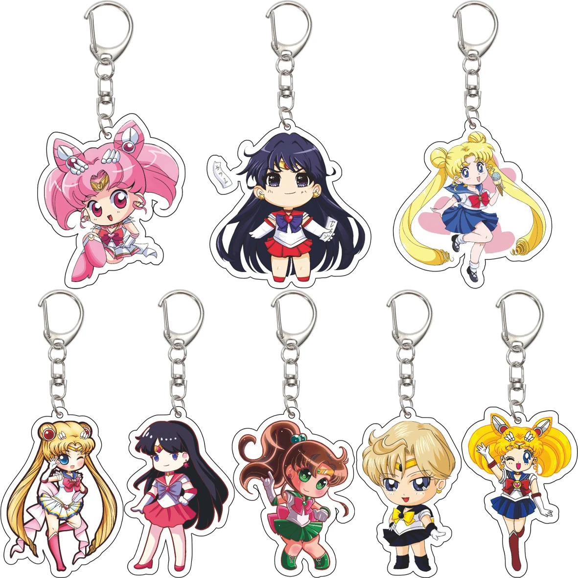 Llavero de acrílico de 55 mm de Sailor Moon, Sailor Mercury, Sailor Mars, Sailor Venus, Sailor Chibi Moon, bonitos regalos de Navidad