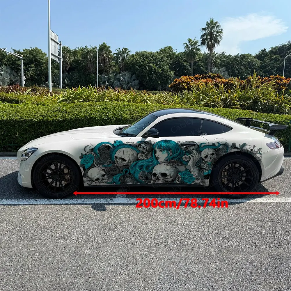 2pcs Dark Gothic Girl Car Side Wraps, Self-Adhesive PVC Waterproof & Scratch-Resistant Stickers, Car Accessory Gift