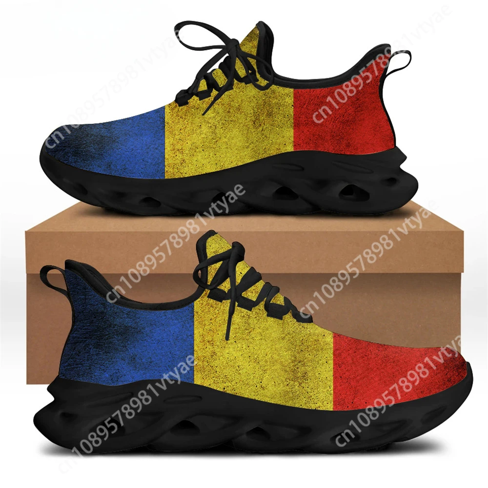 

FORUDESIGNS Flag Of Romania 3D Pattern Casual Men Flats Shoes Sneakers Summer/Autumn Lace Up Comfortable Men's Walking Zapatos