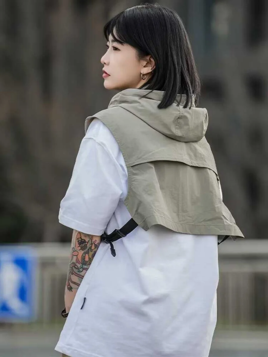 

Summer Outdoor Photoaphy Vest ex Hooded Tactical Functional f Body Jaet Trendy Workwear Casual Youth Summer Vest