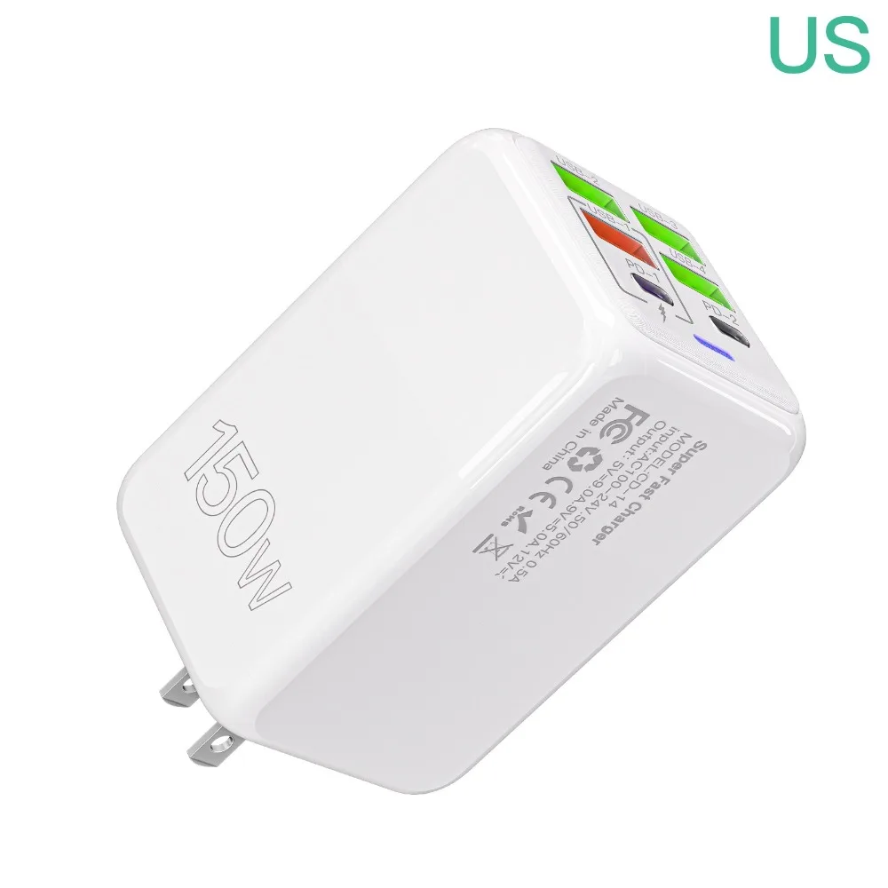 

150W 6 Ports PD USB C Fast Charger Wall Adapter | Super Fast Charging for iPhone, for Samsung