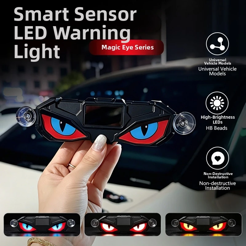 Wireless Solar LED Car Light Vibration Lights on Suction Cup Devil Eyes Car Lights Dynamic Display Car Atmosphere Light