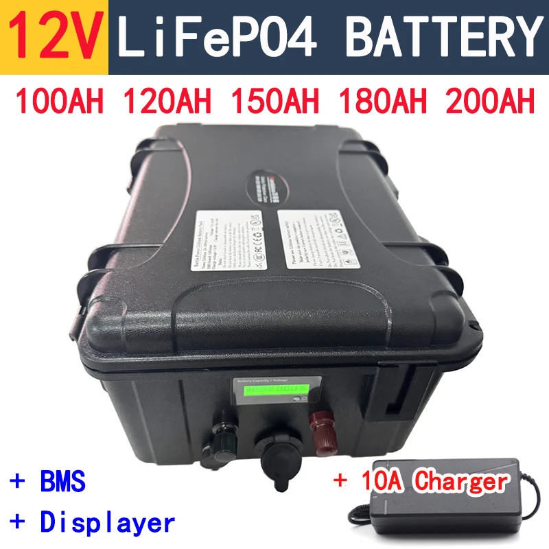 BMS 4S 12V 100Ah 120Ah 150Ah 180Ah 200Ah LiFepo4 Battery with Bluetooth for 1KW Trolling Motor Fishing Boat Car Refrigerator