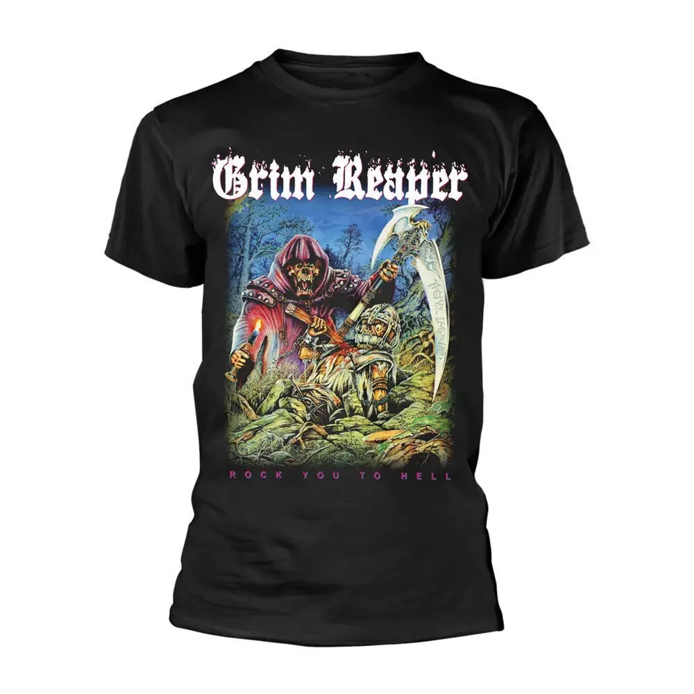 Men'S Grim Reaper Rock You To Hell T Shirt Large Black