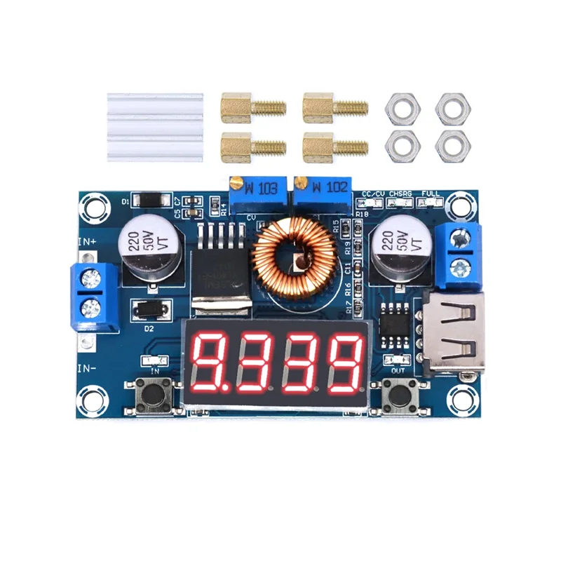 Módulo de energia da bateria de lítio com display, tensão constante, corrente constante, abaixador, driver de LED, 5A