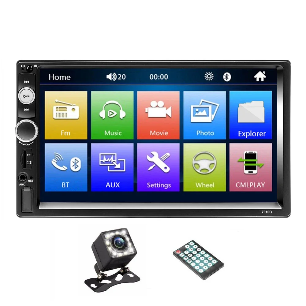 2-Din Car Radio, 7-Inch Touch Screen MP5 Player, FM/USB/SD, 12 LED Rear View Camera, High-Definition Car Multimedia