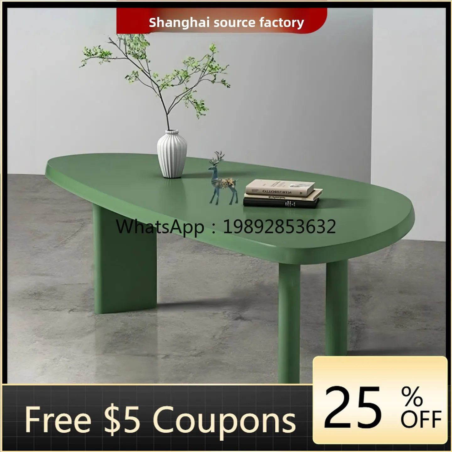 

LYY Italian Minimalist Lacquered Dining Table Solid Wood Simple Oval Shape Home Small Round Table Art Conference
