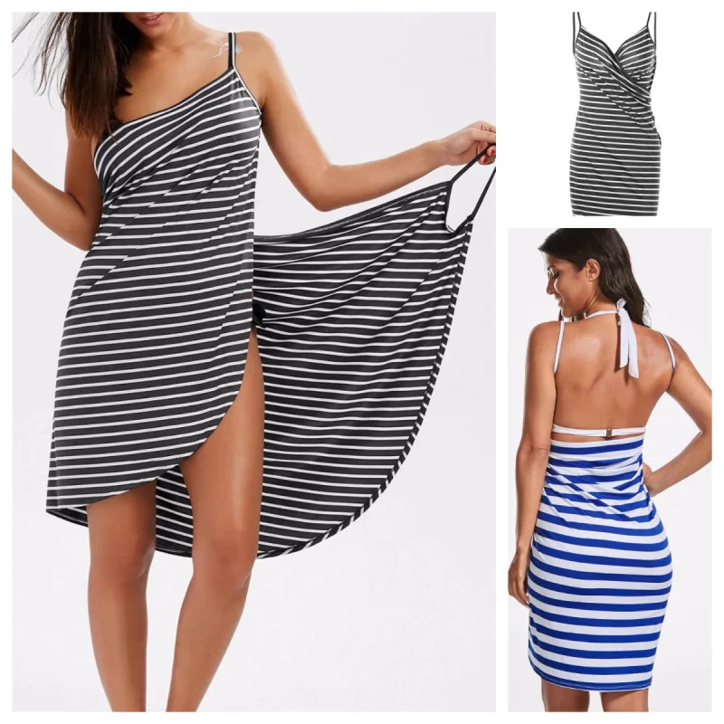 

Женское пляжное платье на бретельках — саронг с открытой спиной и крестиком, парео, сексуальный купальник, халат для женского отдыха