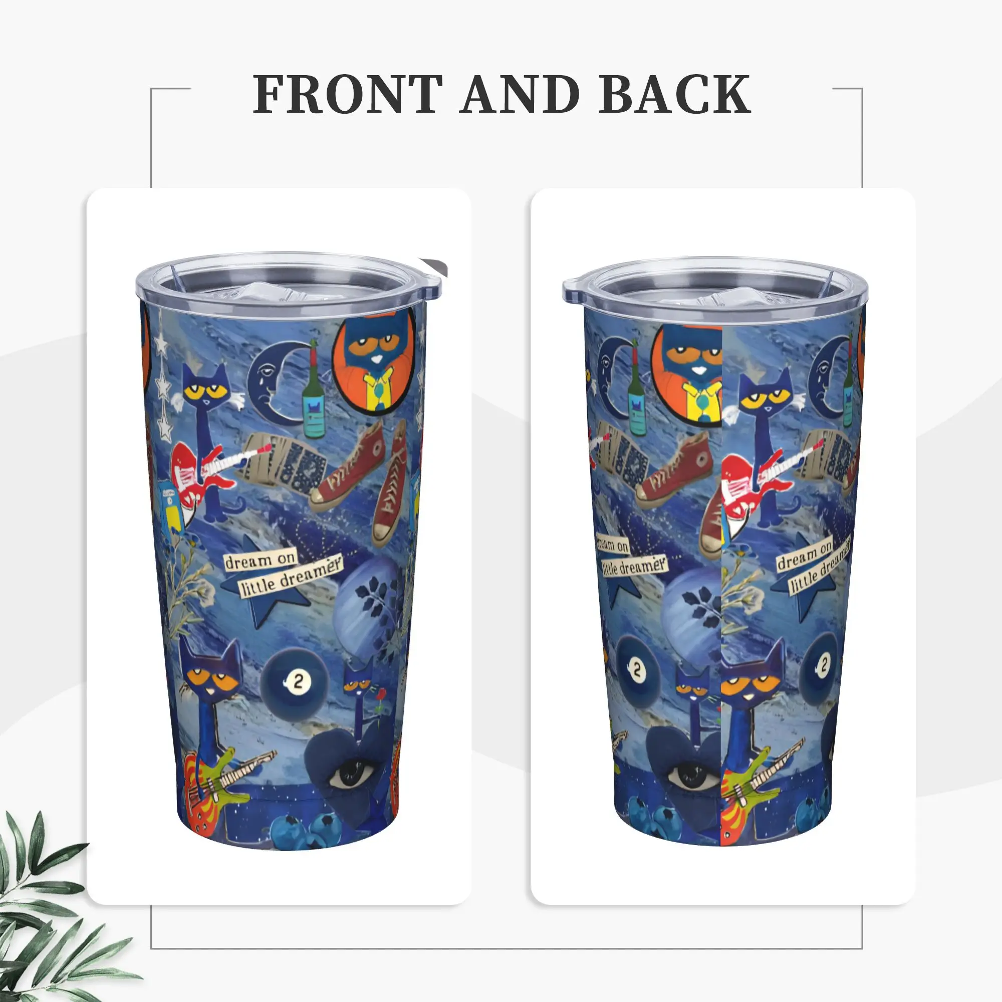 Pete the Cat  Groovy Cat Tumbler Vacuum Insulated Cartoon Coffee Cups Stainless Steel Travel Outdoor Mug Spill Proof, 20oz