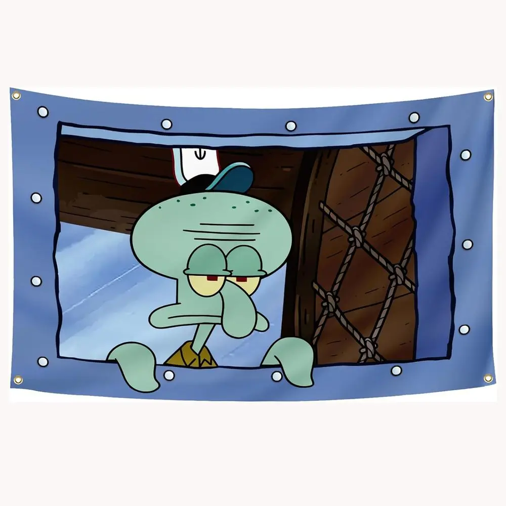 

Забавный мультяшный флаг осьминога-3x5 футов, мем-гобелен для декора стен в общежитии колледжа