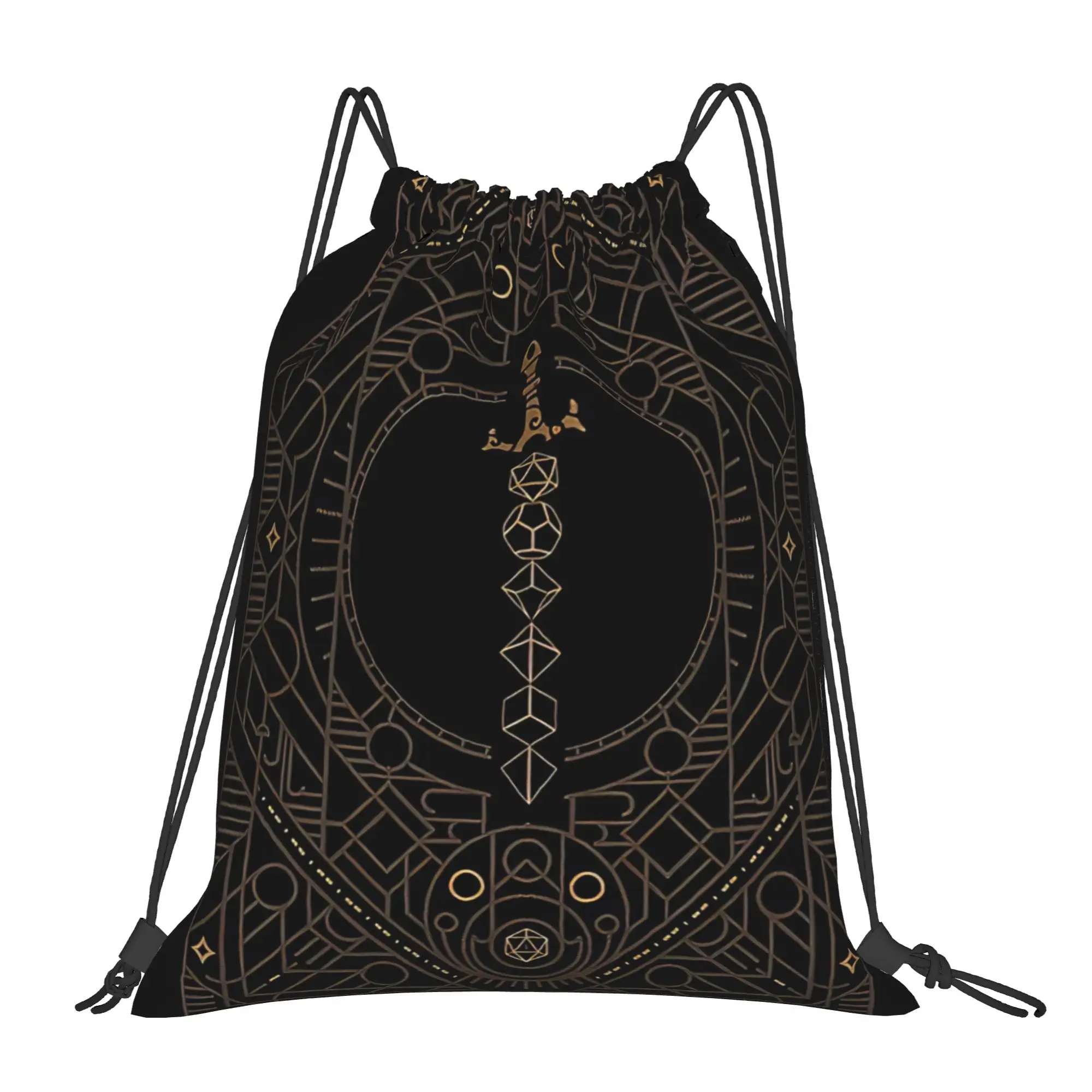 DND Polyhedral Dice Sword Portable Hiking Riding Gym Drawstring Storage Sporty Backpacks