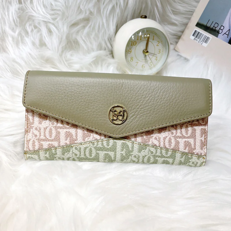 Original Design Real Leather Long Wallet Fashion Letter Pattern Women Clutch Bags Excellent Cowhide Envelope Purse Clutches 2023