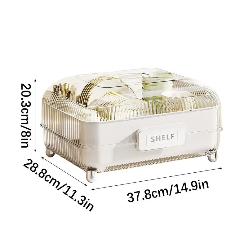 Dish Rack With Cover Detachable Dust-Proof Dish Rack Household Kitchen Dish Rack Transparent Cutlery Rack For Counter Home