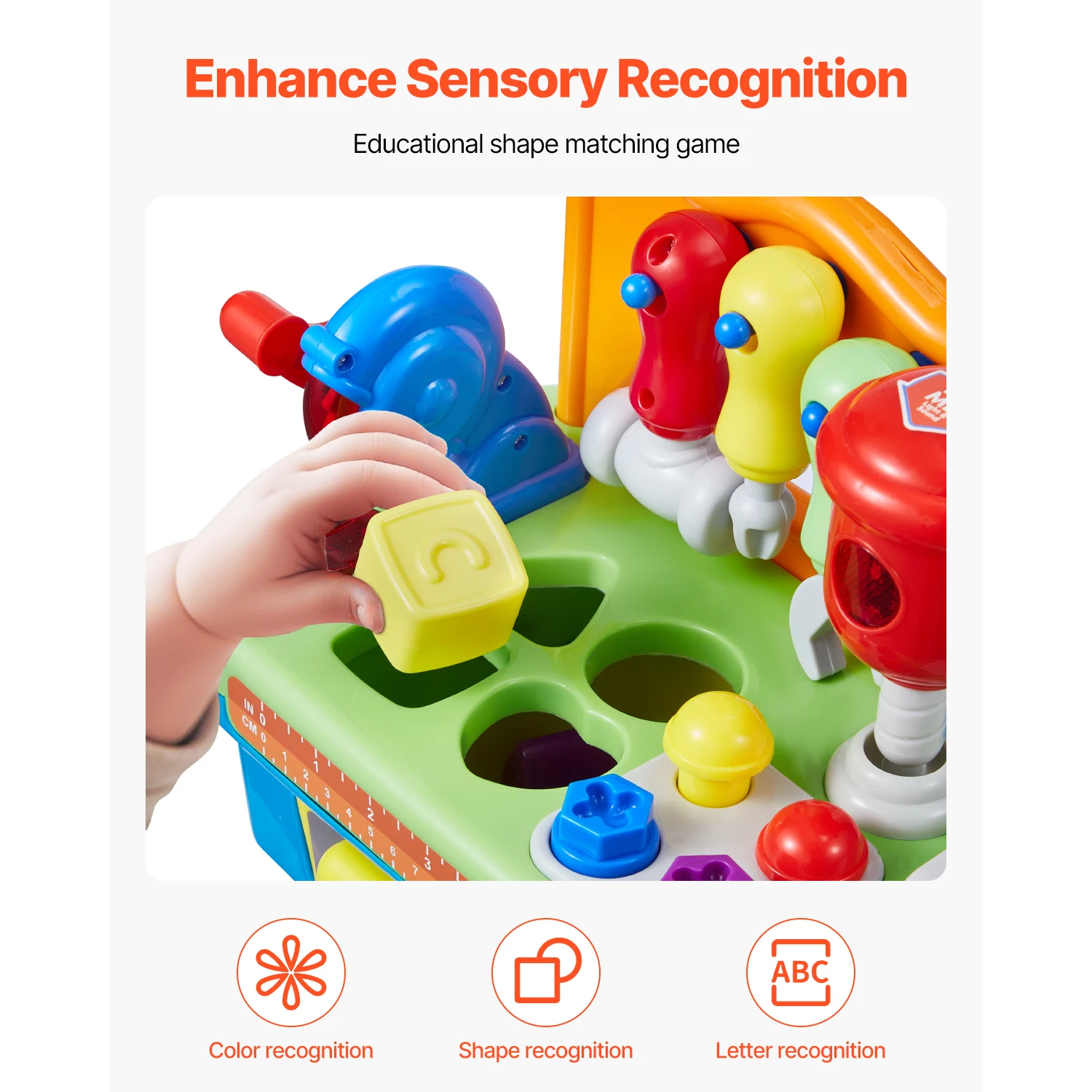 SucceBuy Musikalische Werkbank für Kinder, Spielzeug für Babys, Rollenspiel-Werkzeugset mit Licht und Geräuschen, Lernwerkbank für Kinderspielzeug, Geschenke