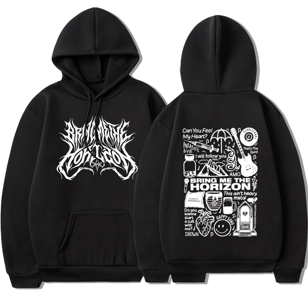 BMTH BringMe TheHorizon Merch Hoodies Heavy Metal Rock Band Oversized Sweatshirts Men Women Clothing Casual Vintage Jackets Coat