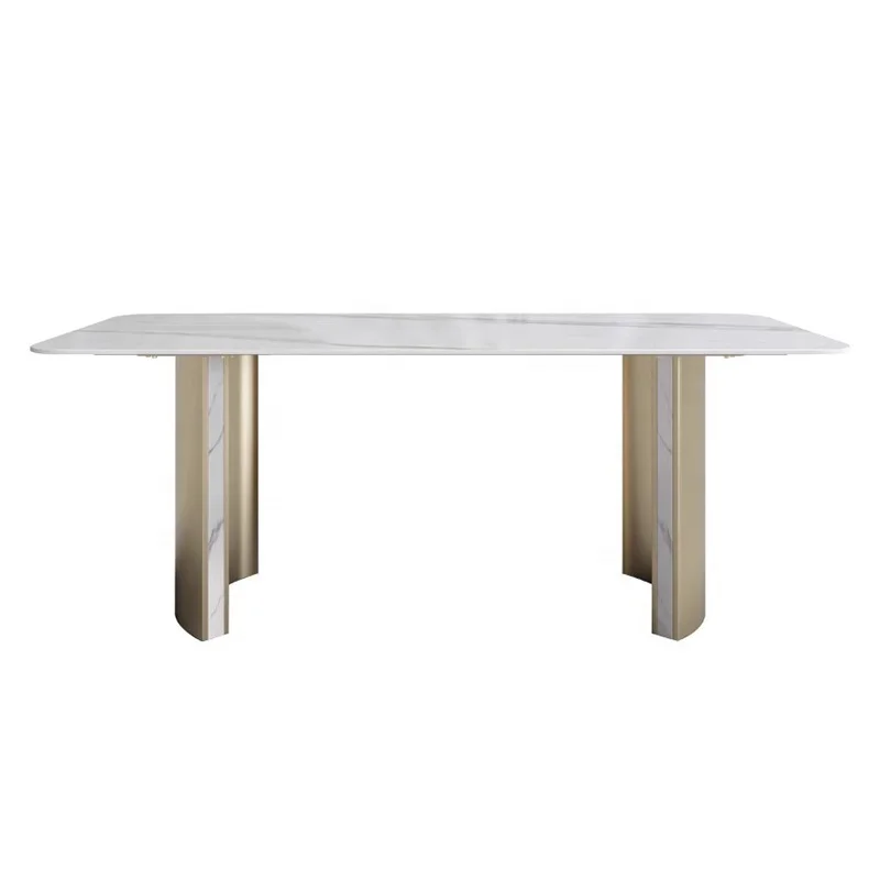 &c Rock Plate Minimalist Dining Table Modern Dining Room Furniture Brushed  Stainless Steel Base