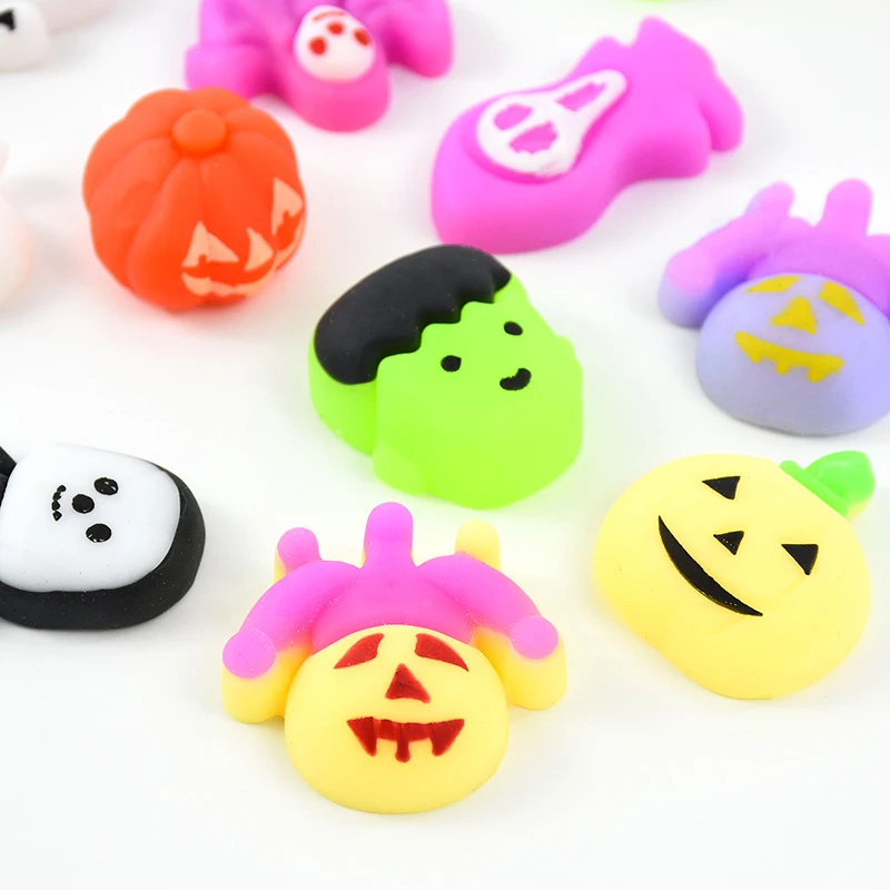 10pcs Halloween Cute Soft Antistress Toy Pumpkin Ghost Bat Squeeze Stress Relief Toys Halloween Party Kids Gift