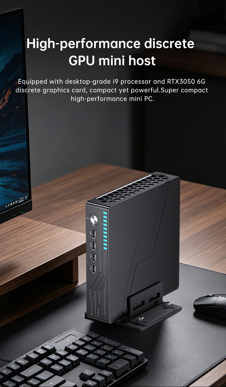 MSECORE MV9 Mini Gaming PC Intel Core I9-9900T RTX3050 6G Discrete Graphics DDR4 NVMe SSD WiFi5 BT5.0 HDMI DP Type-C 4K ESports