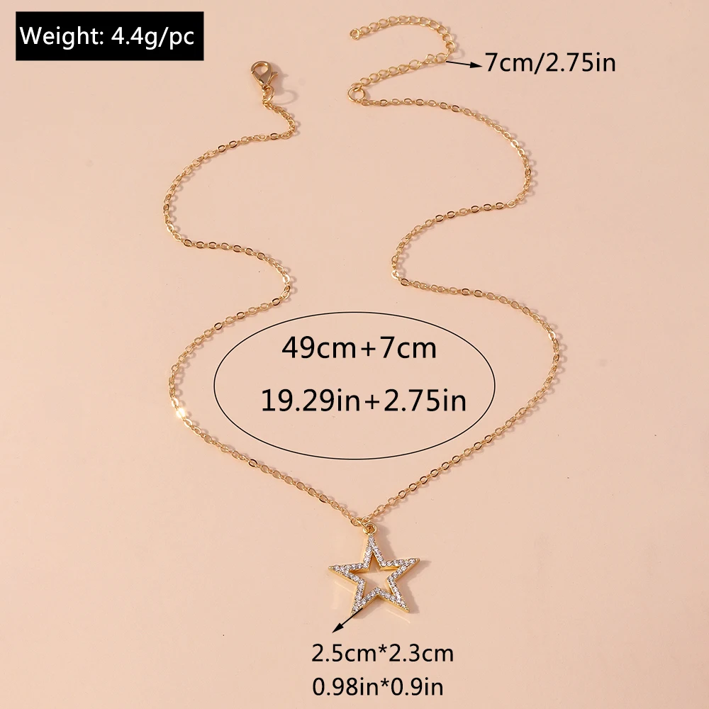 Aihua Exquisite Y2K Gold Farbe Kristall Sonne Mond Sterne Halsketten für Frauen Koreanische Temperament Schlüsselbein Kette Geburtstag Schmuck Geschenk – Detail 13