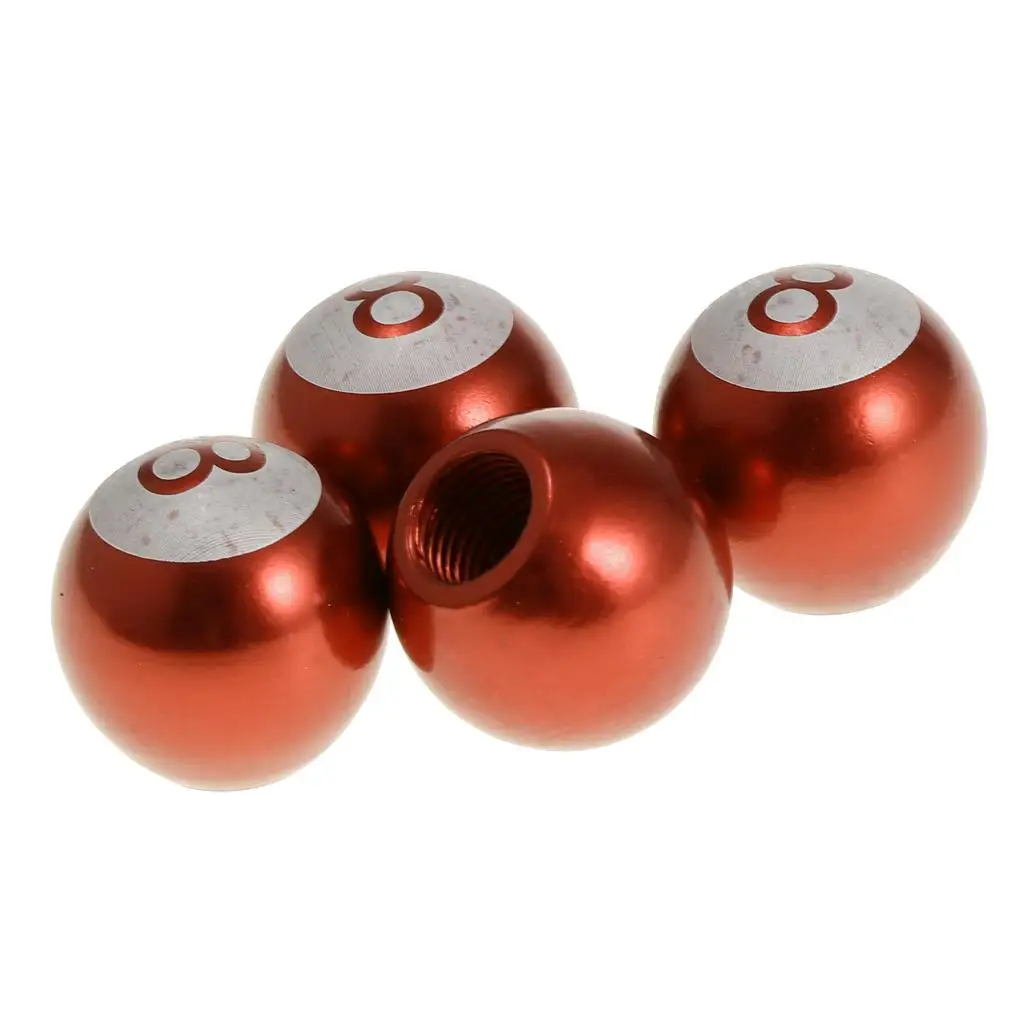 4 PCS Car Wheel Tire Air Valve Stems Cap Dust Cover 8 Ball Saffron