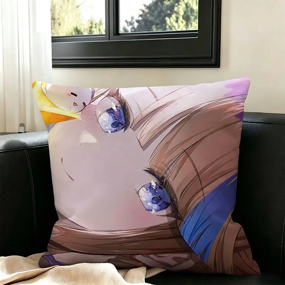 Airi Kanna  Pillow Case Square Double-Sided Sofa Cushion Cover Bedroom Bedside Pillow