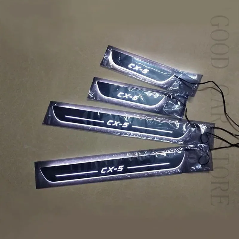 

car styling LED Door Sills scuff For Mazda CX-5 CX5 2017 2018 Acrylic Flow flash blink Welcome pedal Scuff Plate