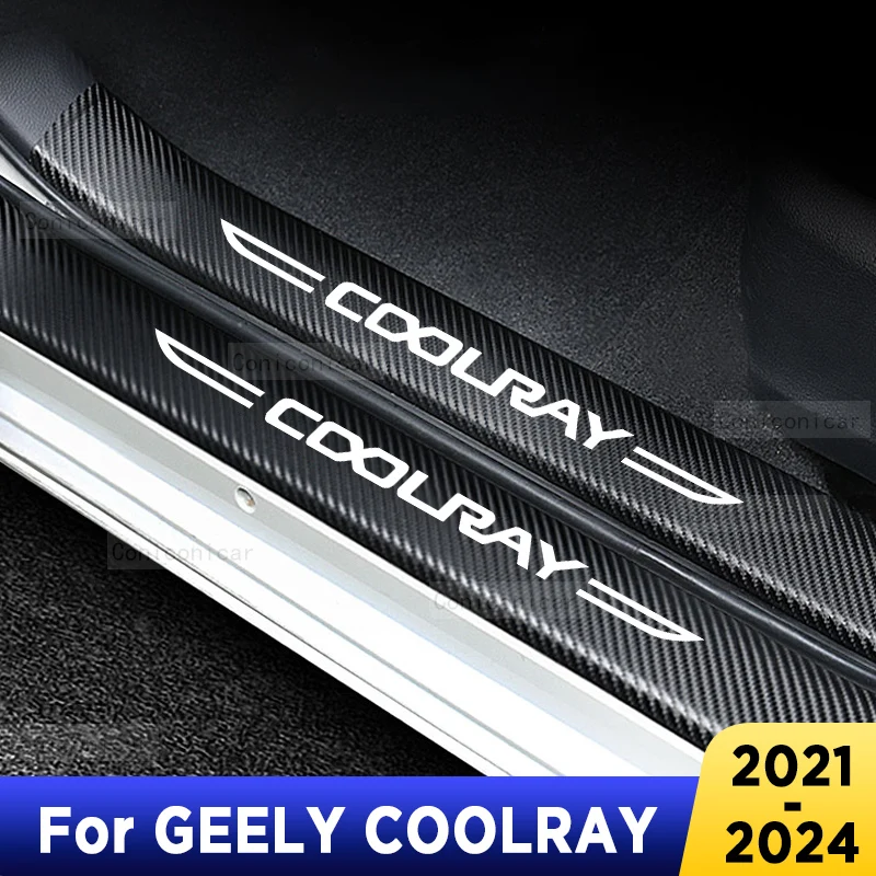 

For GEELY COOLRAY 2021-2024 Auto Tailgate Guard Door Sill Pedal Carbon Fibre Texture Accessories Leather PU Styling Car Sticker