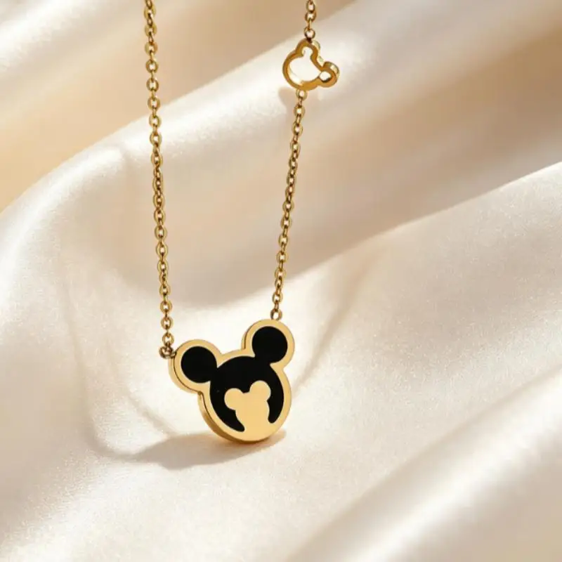 Shell Mouse Pendant Necklace, Real Gold Stainless Steel, Minimalist Collarbone Chain for Women