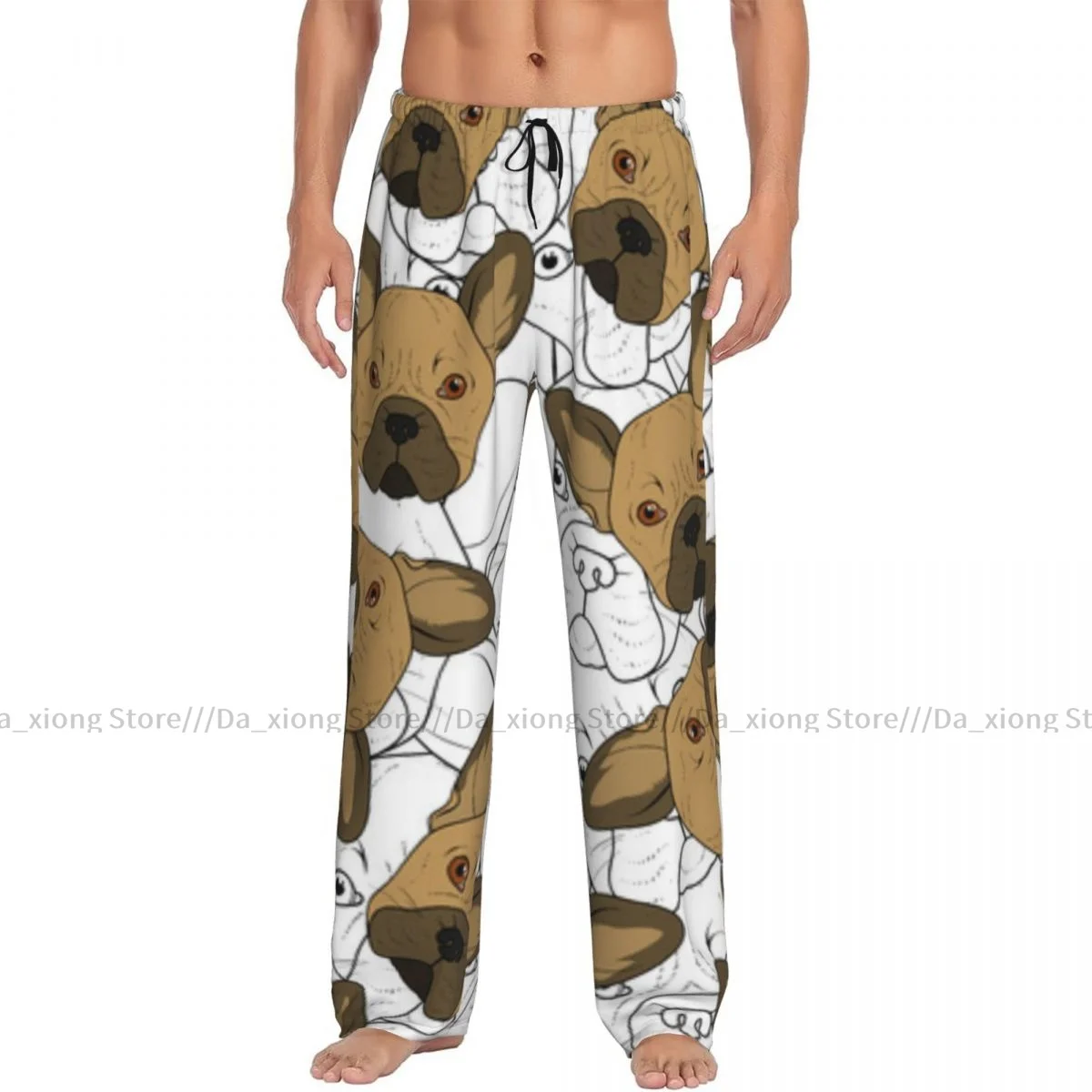 Men's Sleepwear Loose Sleep Pants Pajamas Cute Brown Bulldog Long Lounge Bottoms Casual Homewear