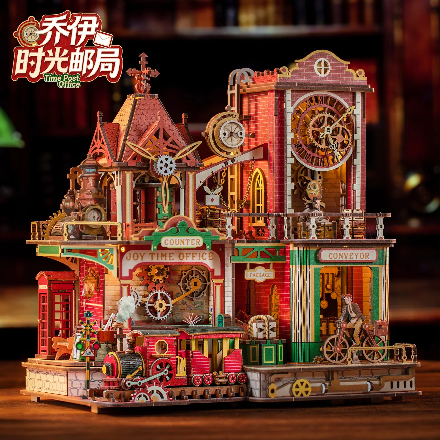 DIY Mininatures Joy Time Post Office Handmade Wooden House 3D Puzzle Model Building Kits Home Office Decoration For Adult Hobby
