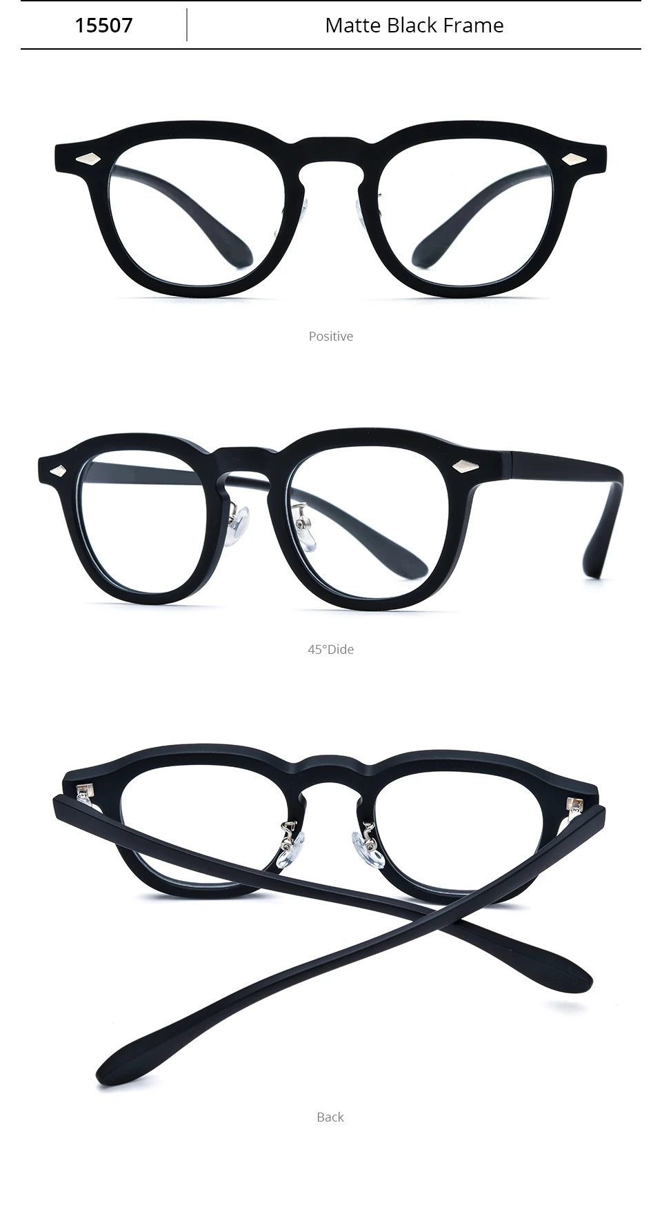 NIANZHEN Acetat-Brillengestell für Herren, Neue Quadratische Markendesign-Brille für Damen, Retro Vintage Brillen, Johnny Depp Brillen 5507 – Detail 6