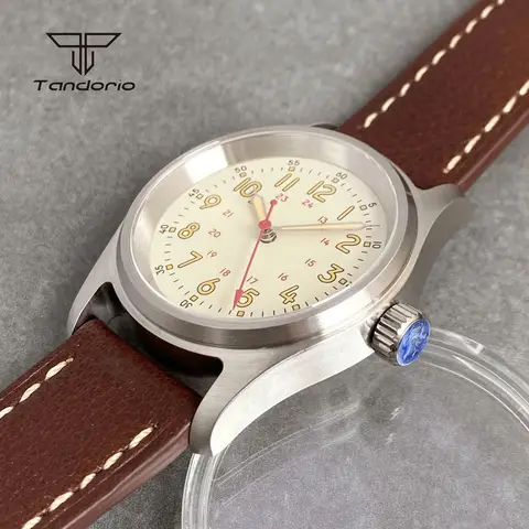 Tandorio NH35 Automatisk 36mm Pilot Herrklocka Aviator 20BAR Dykklocka PT5000 Mekanisk Stål Armbandsur Grönt Lume Borstat 8 best sales pt5000 - №6