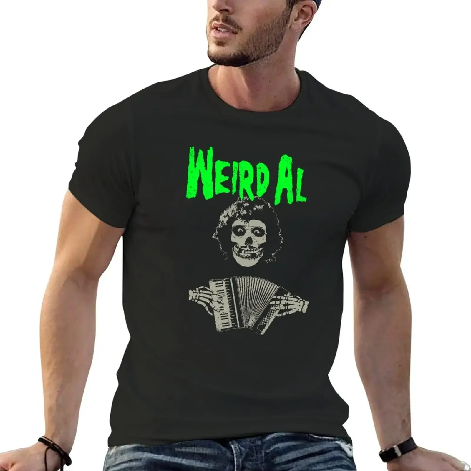 Weird Al meets the Misfits with Accordion T-Shirt Short sleeve tee blue archive graphic t shirts plain workout shirts for men