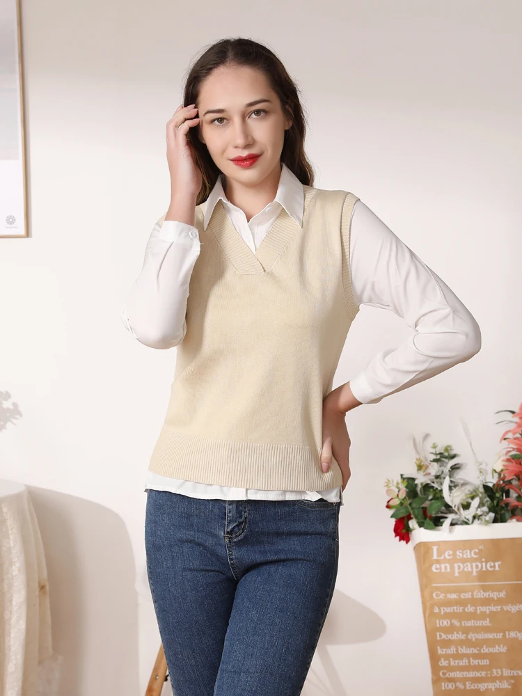 Aesthetic Sweater Sweaters Blouse Women\'s Warm Vest Tops Preppy Style Clothing Pullover Korean Padded Woman Female Sleeveless