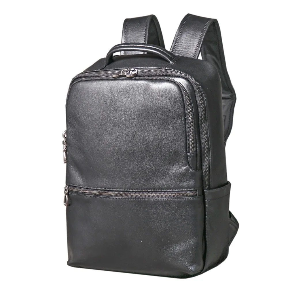 Nesitu Highend A4 Vintage Black Top Grain Genuine Leather 14'' Laptop Women Men Backpack Cowhide Male Travel Bag M067