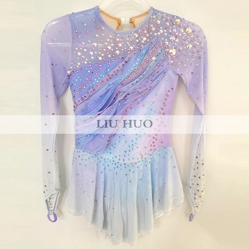 LIUHUO Damen Mädchen Performance Erwachsene Gymnastik Wettbewerb Trikot Eiskunstlauf Kleid Tanzkostüm Teen Mehrfarbig