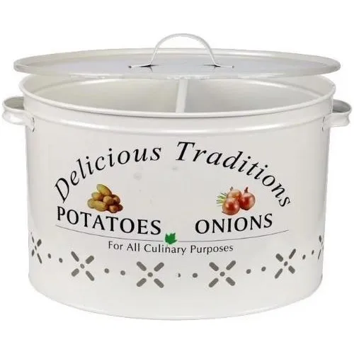 Zucci Zucci Metal Compartment Potato Onion Bucket White