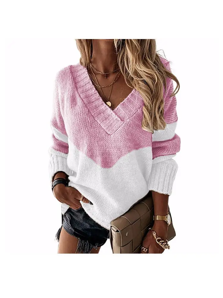 

Женский свитер с леопардовым принтом V-Ne, трикотажный топ, длинный све, свободный крой из полиэфирного волокна, осенний сезон