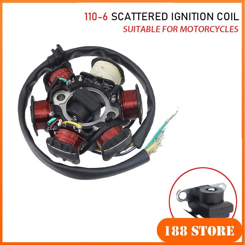 

1 шт. 6-полюсный магнето-статор (катушка зажигания) для питбайков, квадроциклов, багги 50cc 70cc 90cc 110cc 125cc