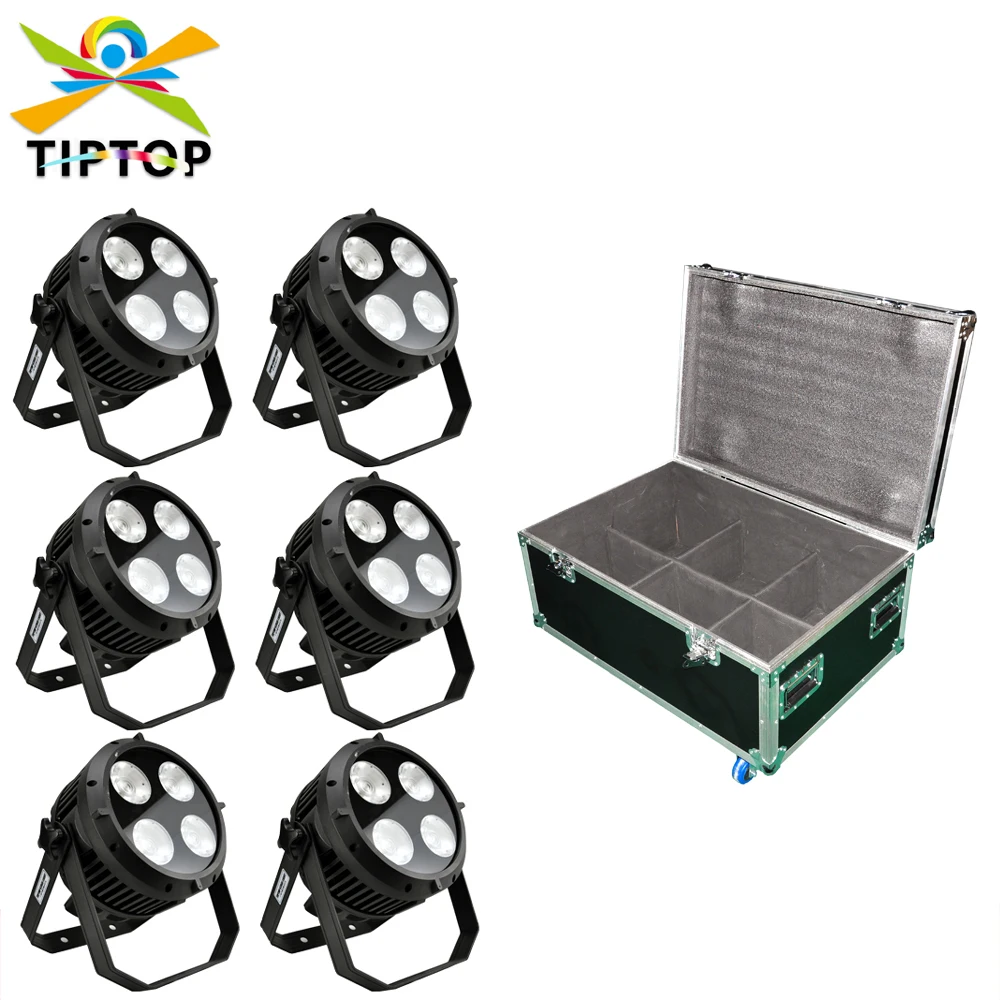 

6IN1 Roadcase Pack 4x50W Waterproof COB Led Par Can Light Super Bright DJ Wash Outdoor Light for Event Wedding Birthday Church