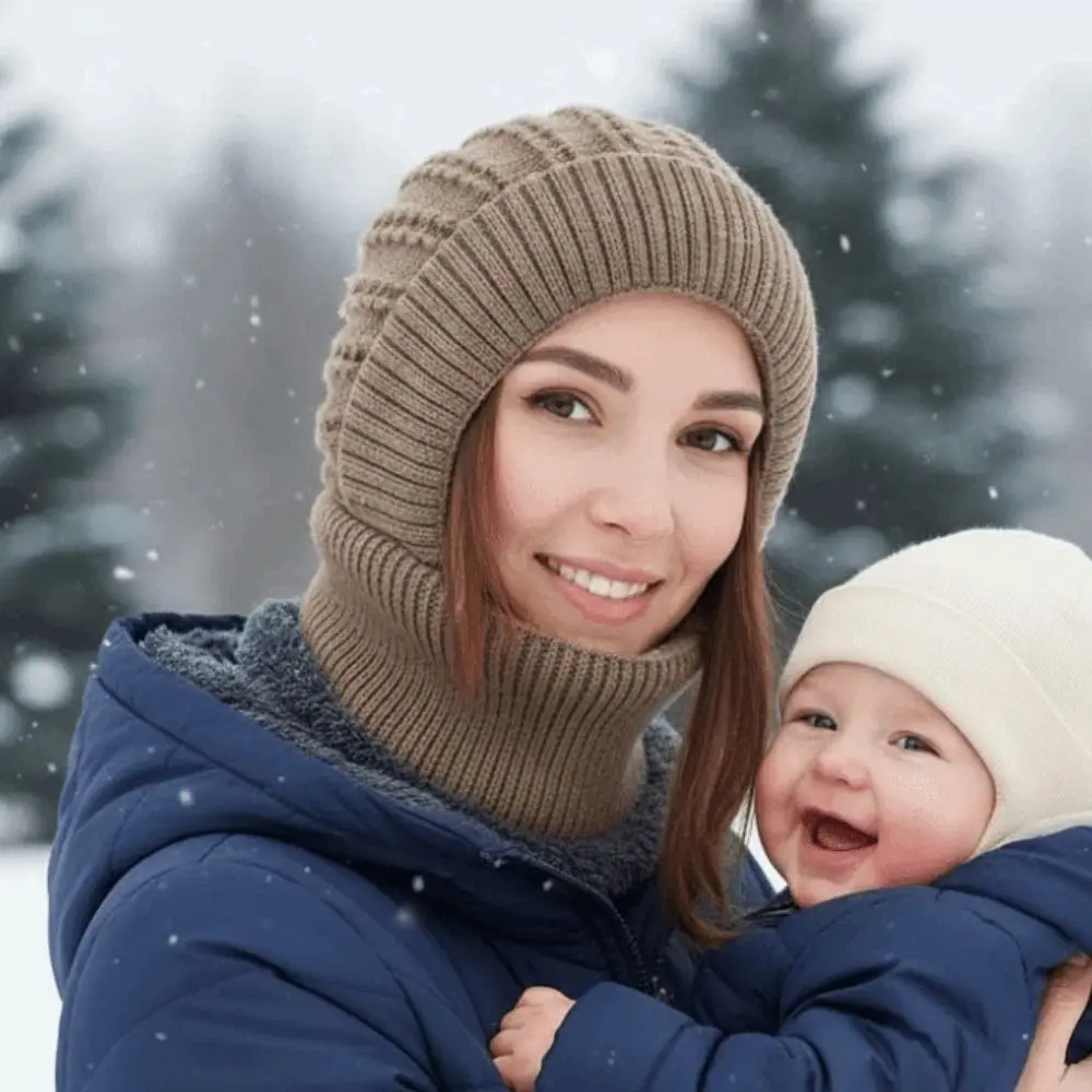 

Gift for Mom Warmer Hooded Neck Cap Windproof Elastic Fleece Balaclava Hat Ear Protection Anti-cold Winter Pullover Cap Women