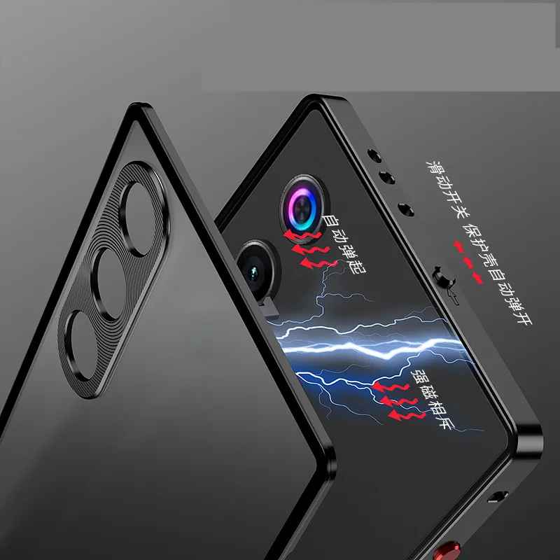 حافظة بإطار معدني مغناطيسي لهاتف Nubia Redmagic 10 غطاء خلفي من الأكريليك المعدني مضاد للصدمات رفيع للغاية Funda Coque Red Magic 10 Air