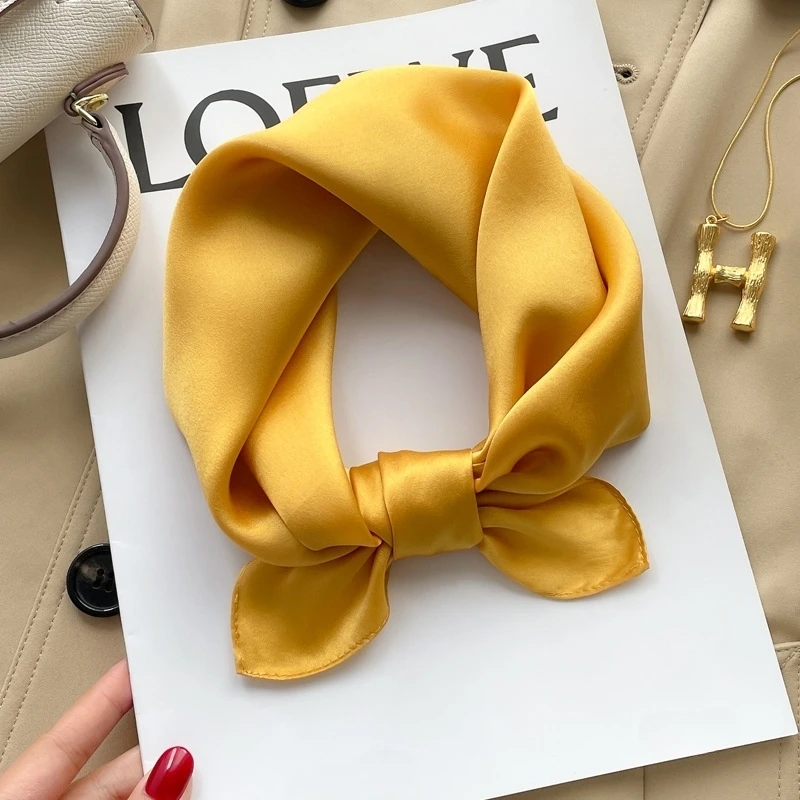 

Solid Color Real Silk Small Square Scarf 100% Mulberry Silk Small Scarf All Seasons Thin Small Silk Scarf High Quality Headband