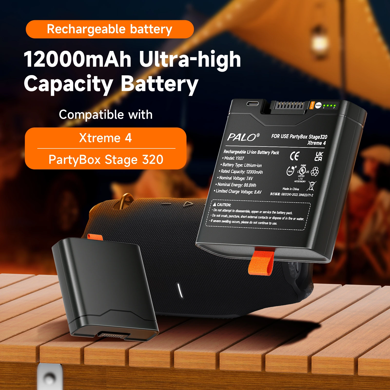 12000mAh Rechargeable Battery for JBL Battery 400 JBL Partybox Stage 320 and for JBL Xtreme 4 Bluetooth Portable Speaker