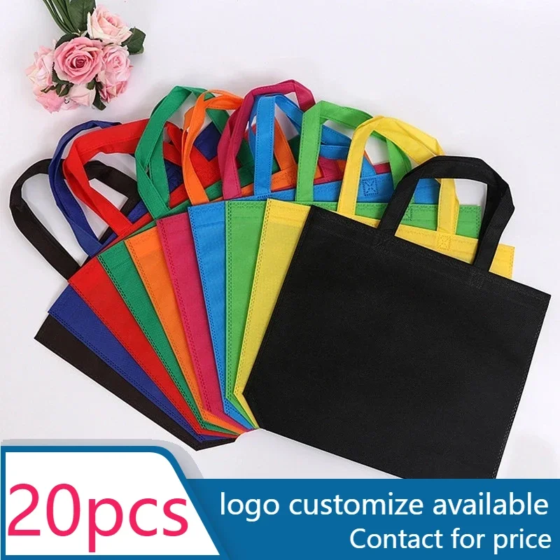 Bolsa de compras no tejida para promoción, regalo, zapatos, Navidad, acepta logotipo personalizado, impresión, 20 unidades